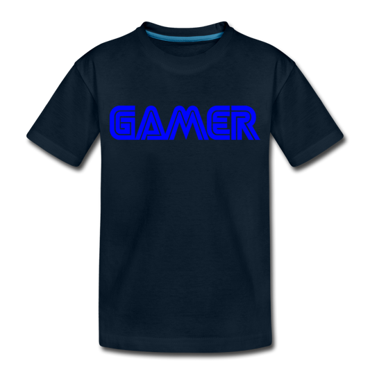 Gamer Word Text Art Toddler Premium Organic T-Shirt - deep navy