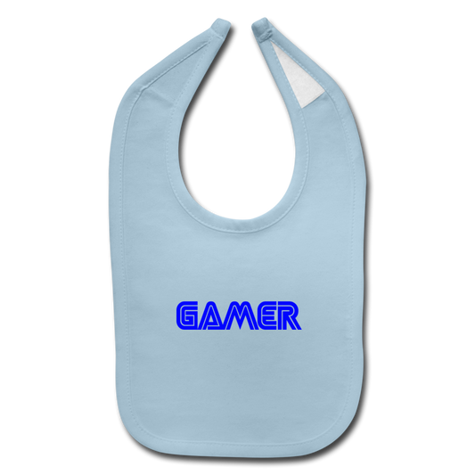 Gamer Word Text Art Baby Bib - light blue