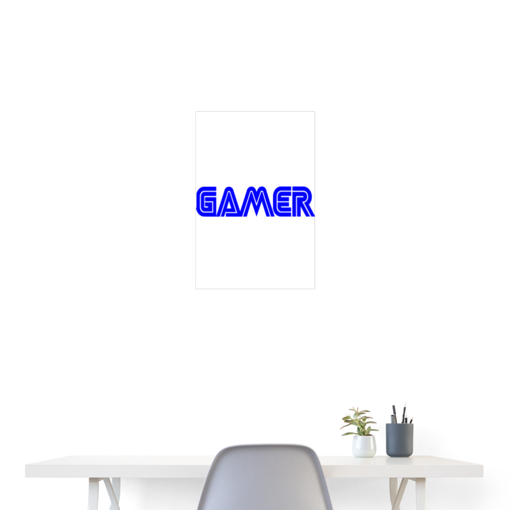 Gamer Word Text Art Poster 18" x 24" Inch - white