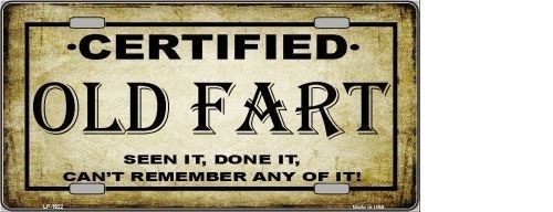 CERTIFIED OLD FART METAL NOVELTY LICENSE PLATE