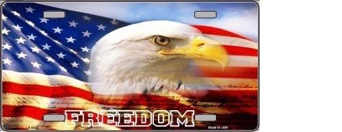 FREEDOM BALD EAGLE METAL NOVELTY LICENSE PLATE