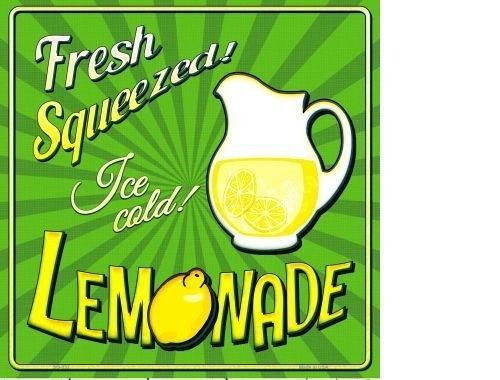 FRESH SQUEEZED ICE COLD LEMONADE METAL NOVELTY SQUARE SIGN