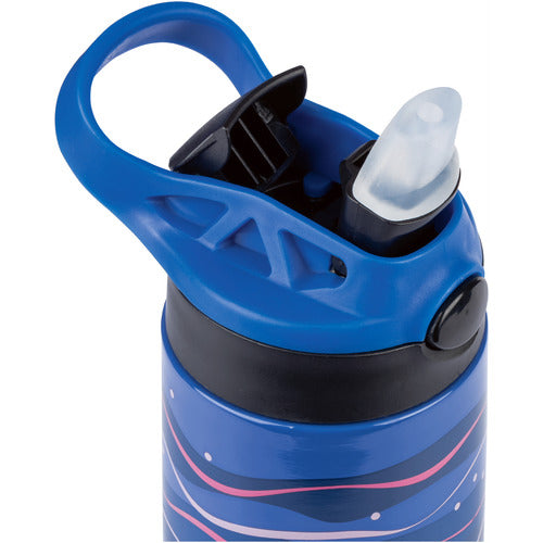 Children's 11.83 fl. oz. stainless steel double wall water bottle with flip-top lid & built in Straw