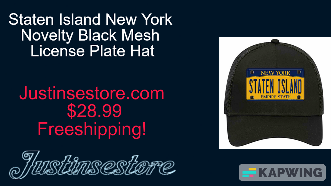Staten Island New York Novelty Black Mesh License Plate Hat