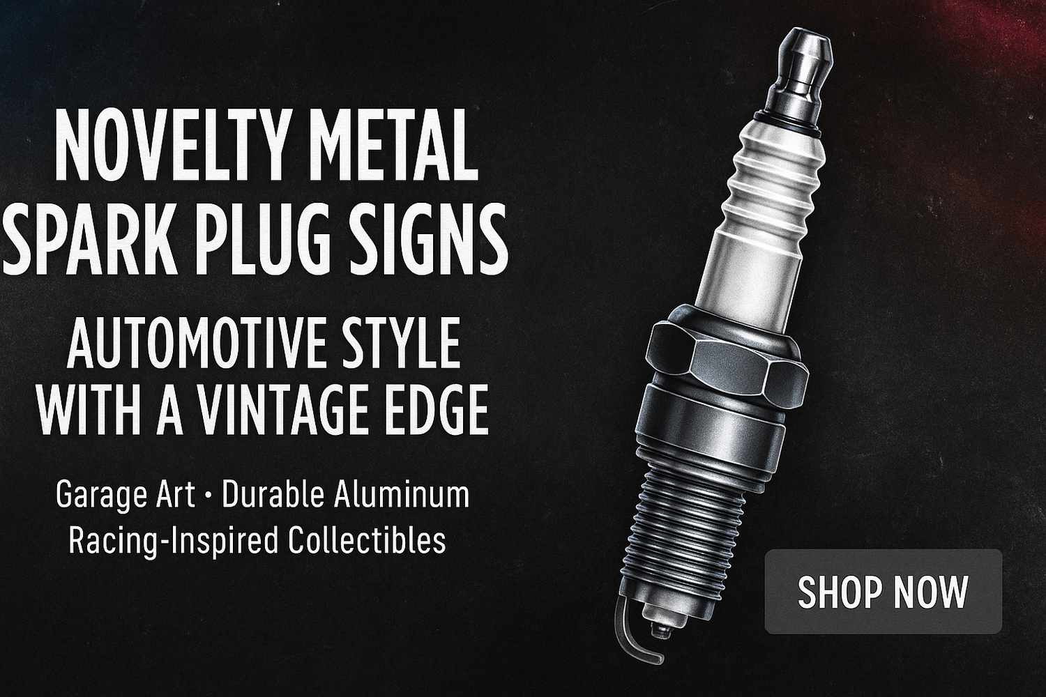 6" x 17" Inch High gloss metal novelty Spark Plugs Signs. Made of the highest quality aluminum for a weather resistant finish. It is lightweight and durable. Pre-drilled holes for quick and easy mounting. Made in the USA.