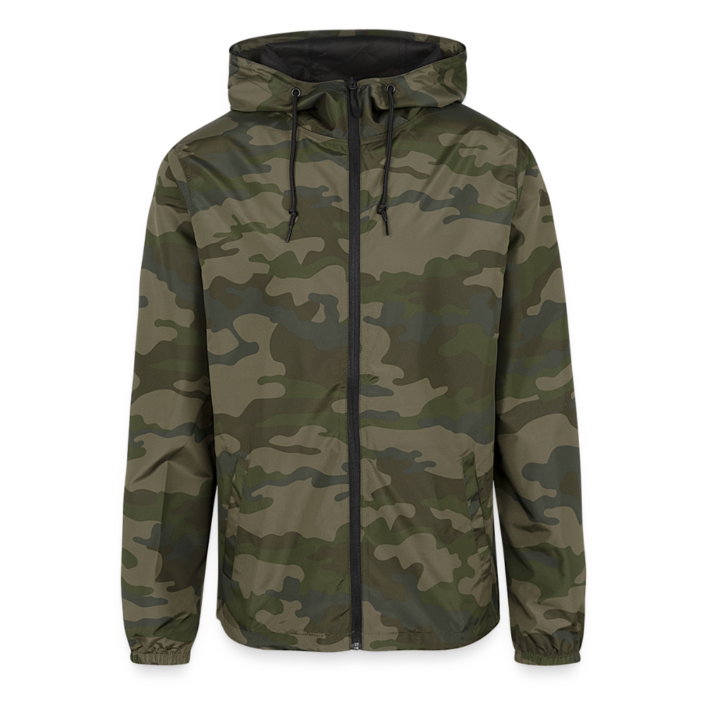 Customizable Unisex Lightweight Windbreaker Jacket ADD YOUR OWN PHOTO, IMAGES, DESIGNS, QUOTES AND MORE - green camo