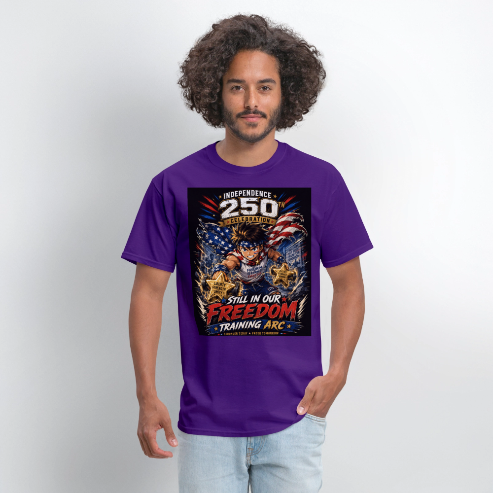 Patriotic T Shirt for July 4th Fans: Anime Hero Graphic - purple