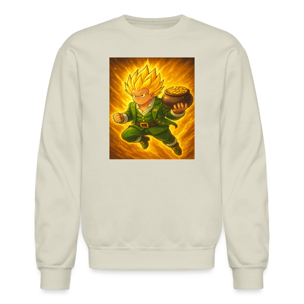 Leprechaun Anime Power Up Warrior Crewneck Sweatshirt - Sand