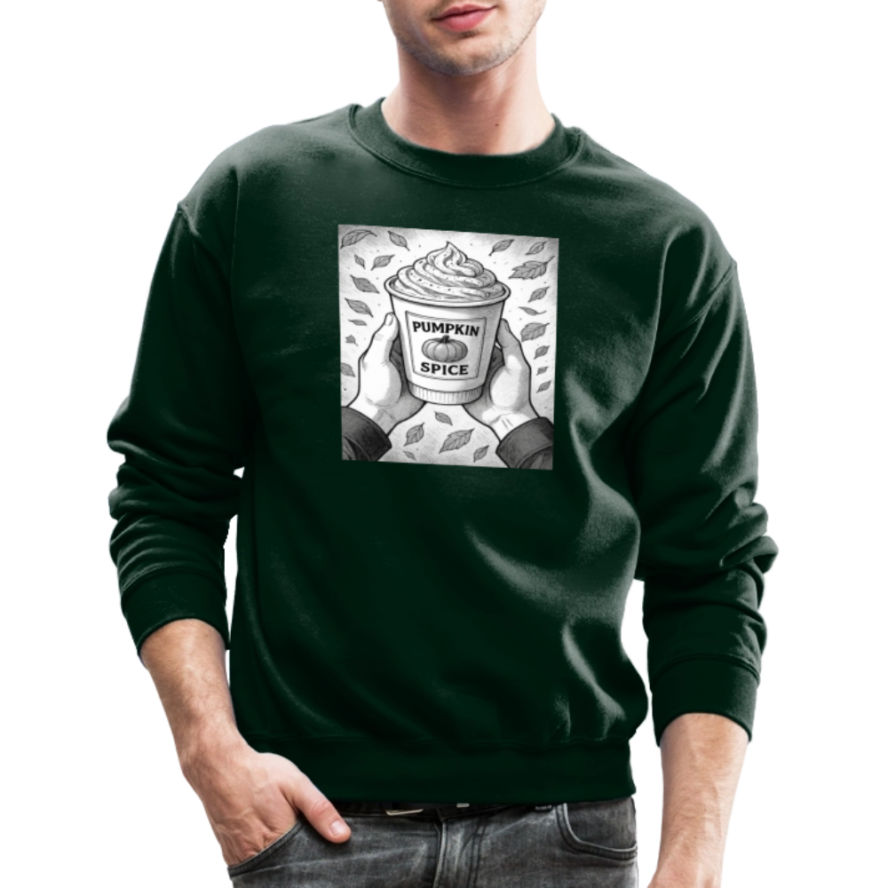 Pumpkin Spice Latte Season Design Crewneck Sweatshirt - forest green