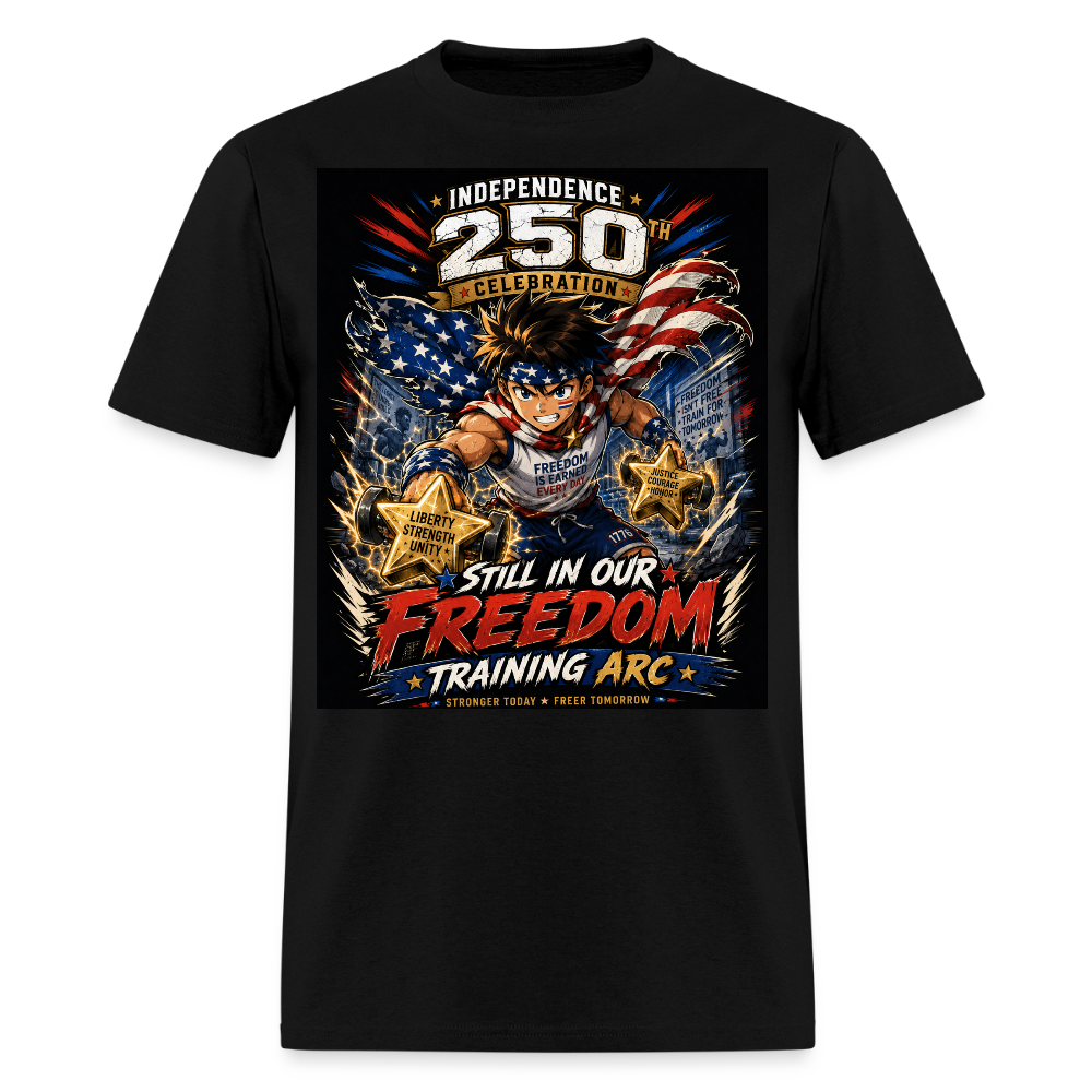 Patriotic T Shirt for July 4th Fans: Anime Hero Graphic - black