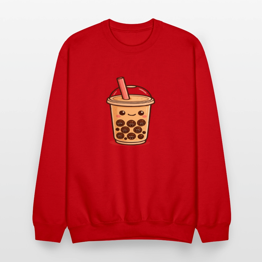 Kawaii Bubble Tea Monster Meme Crewneck Sweatshirt - red