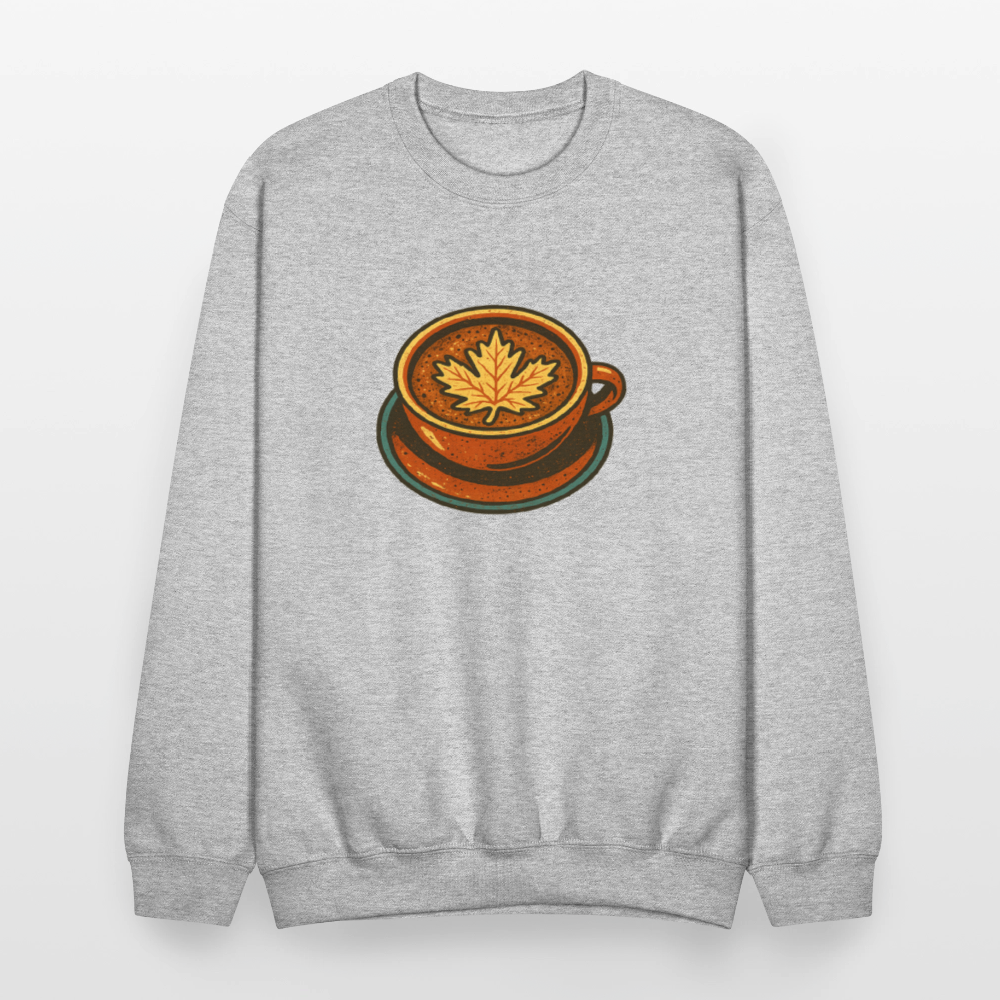Autumn Coffee Cup with Maple Leaf Art Crewneck Sweatshirt - heather gray