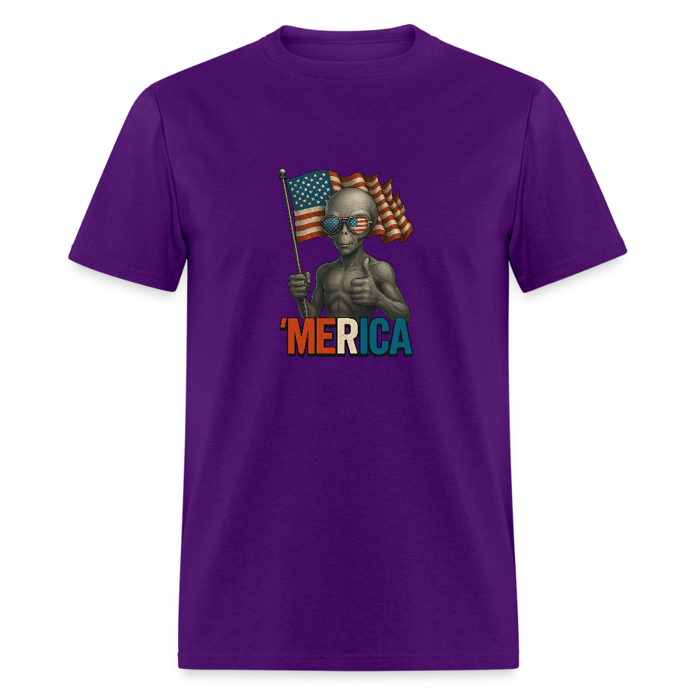 Thumbs Up Merica Alien 4th of July Funny and Patriotic Unisex Classic T-Shirt - purple