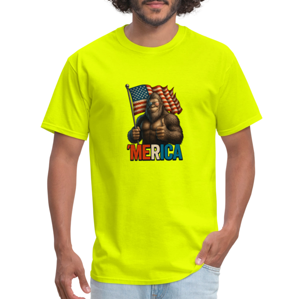 Thumbs Up Merica Big Foot 4th of July Funny and Patriotic Unisex Classic T-Shirt - safety green
