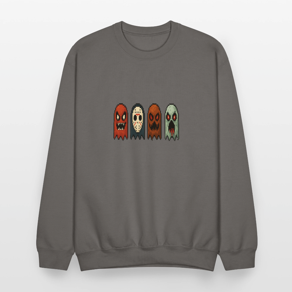 Pixel Horror Ghosts Retro Gaming Art Crewneck Sweatshirt - asphalt gray