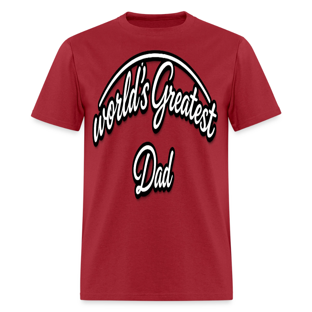 Dad Appreciation T Shirt: Worlds Greatest Dad Script - dark red