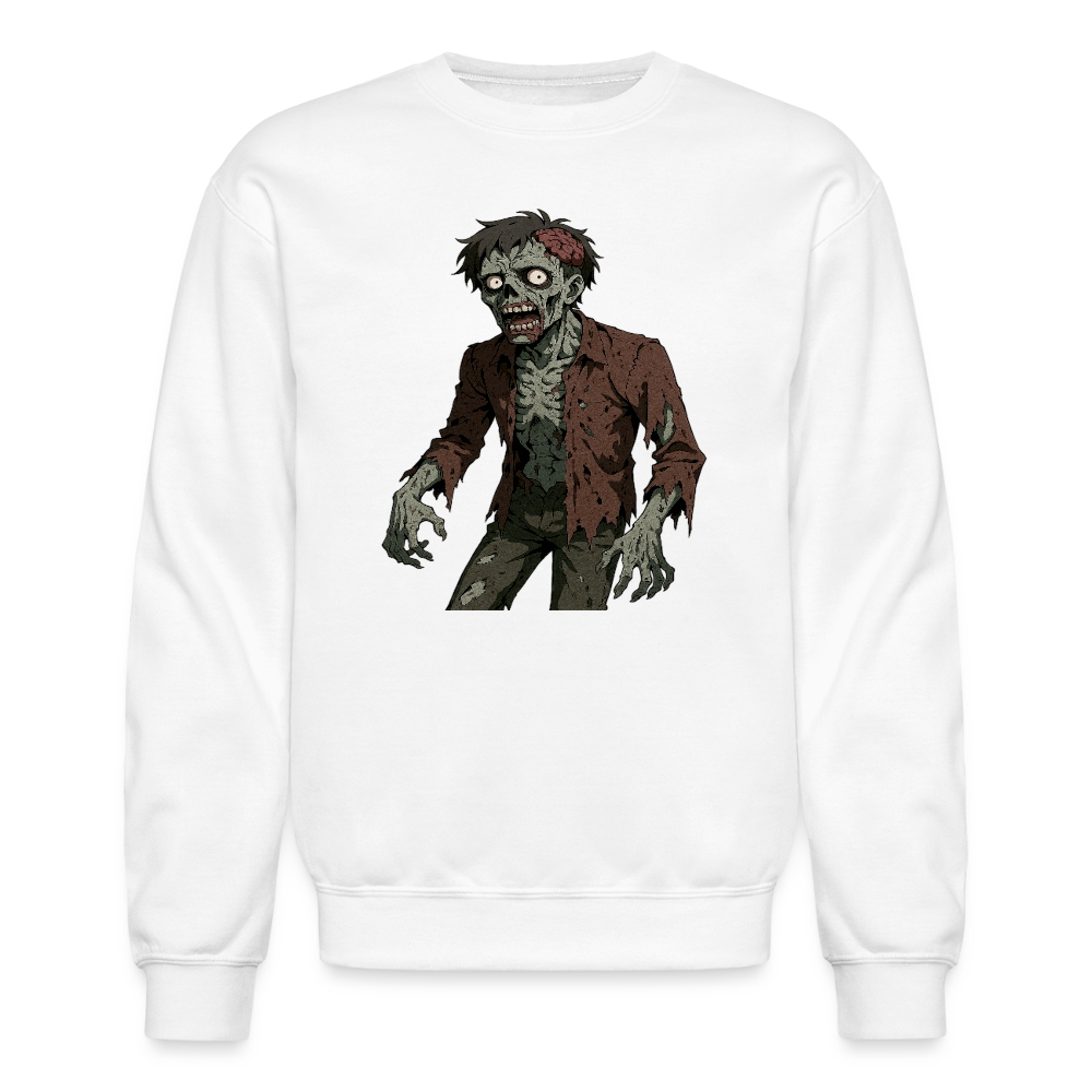 Creepy Zombie Horror Art Crewneck Sweatshirt - white
