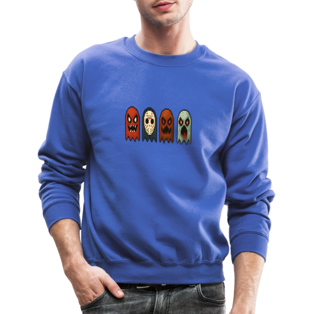 Pixel Horror Ghosts Retro Gaming Art Crewneck Sweatshirt - royal blue