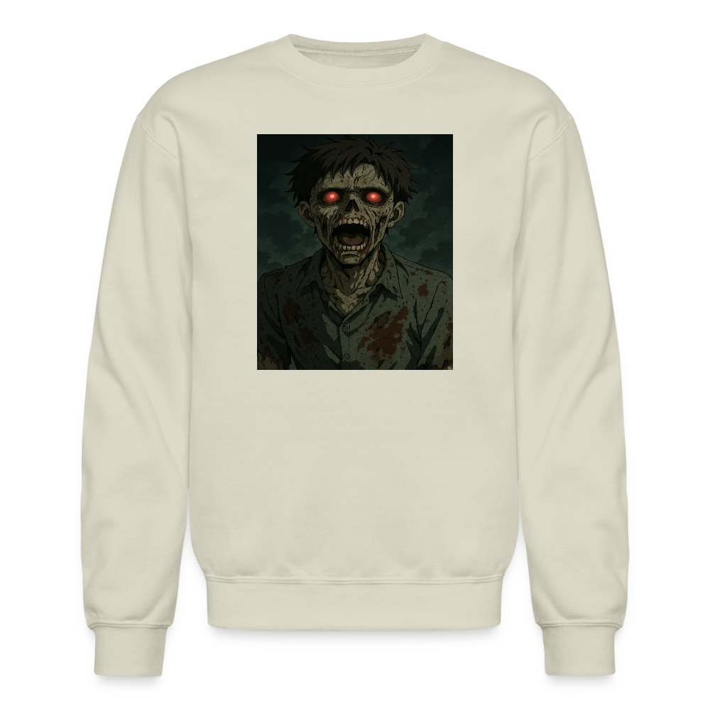 Scary Anime Zombie With Glowing Eyes Horror Art Crewneck Sweatshirt - Sand