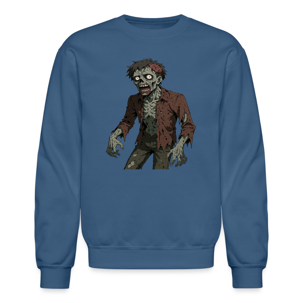 Creepy Zombie Horror Art Crewneck Sweatshirt - indigo blue