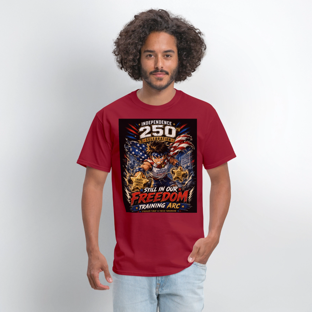 Patriotic T Shirt for July 4th Fans: Anime Hero Graphic - dark red
