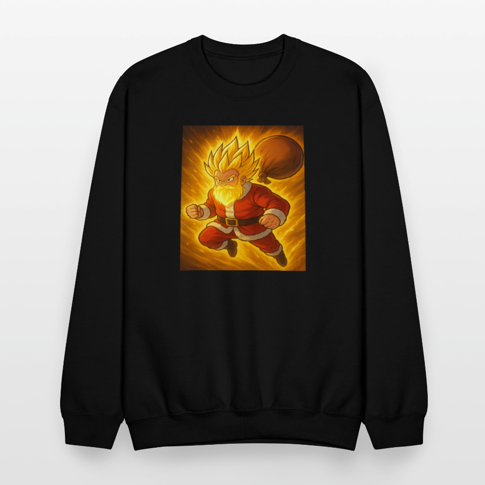 Super Powered Santa Anime Meme Crewneck Sweatshirt - black