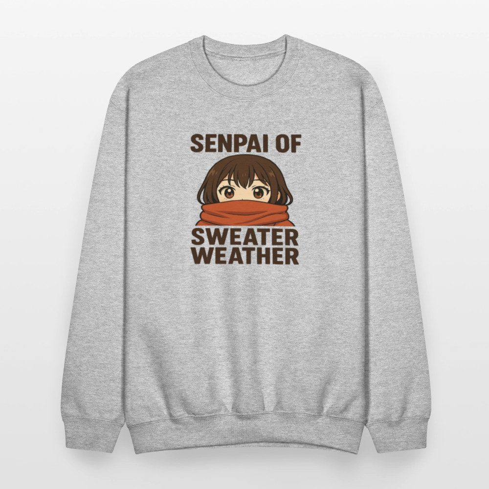 Senpai of Sweater Weather Anime Meme Crewneck Sweatshirt - heather gray