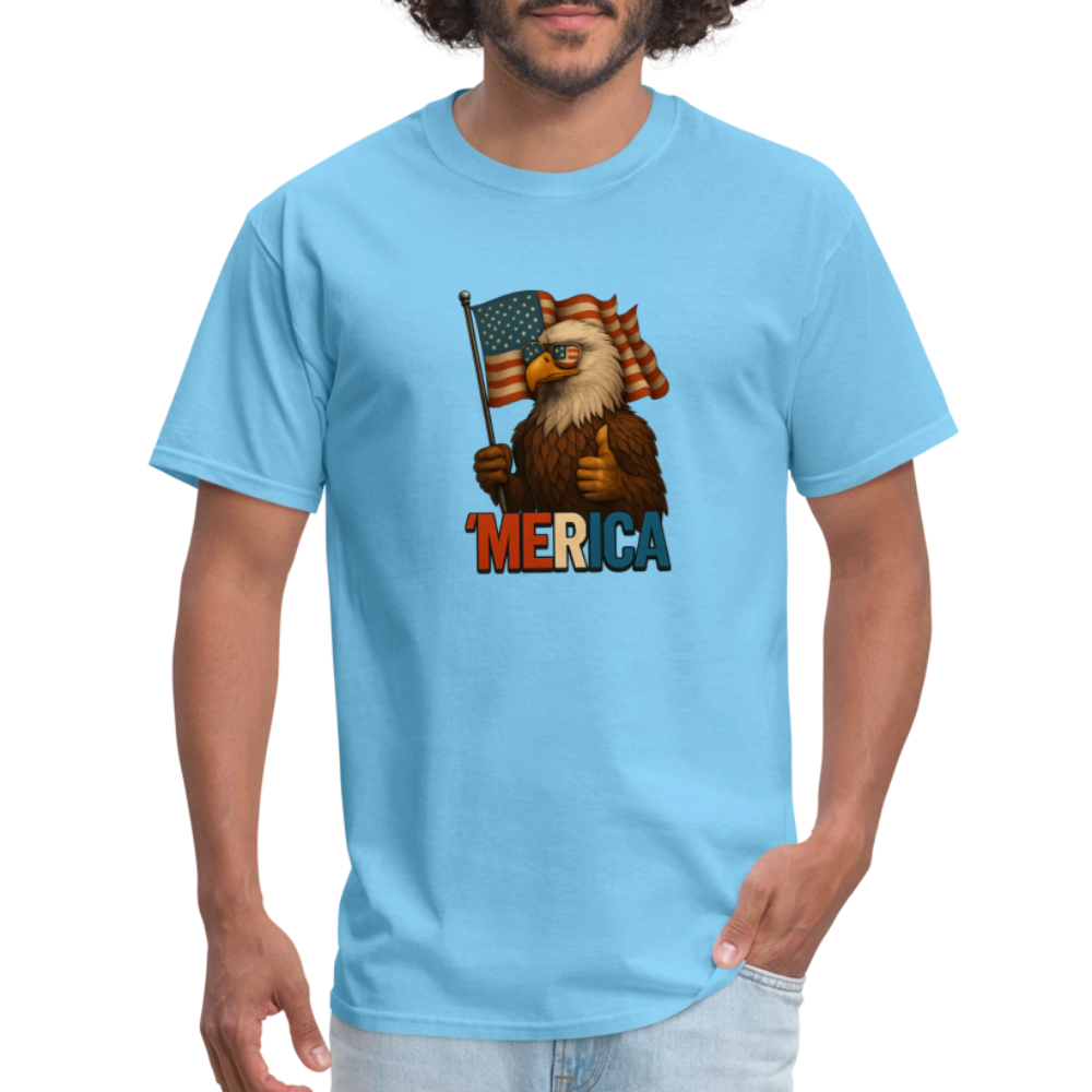 Thumbs Up Merica Eagle 4th of July Funny and Patriotic Unisex Classic T-Shirt - aquatic blue