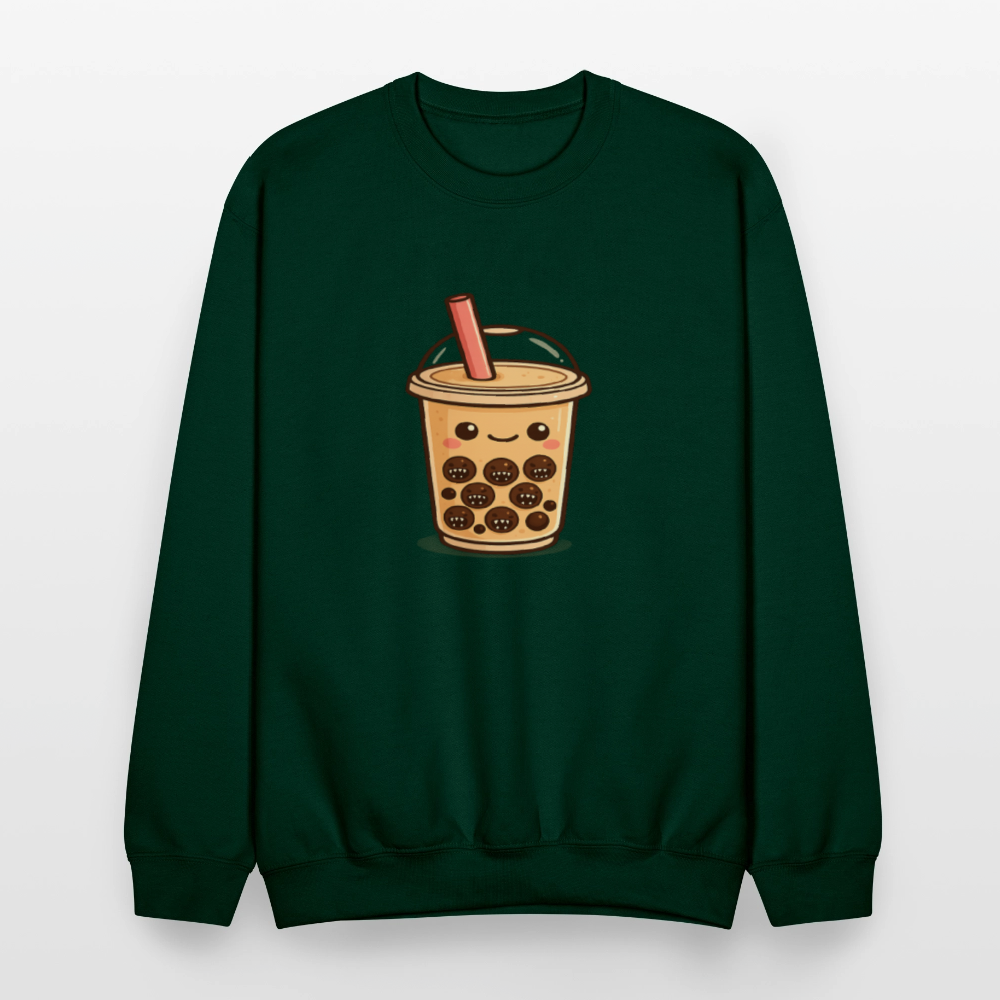 Kawaii Bubble Tea Monster Meme Crewneck Sweatshirt - forest green