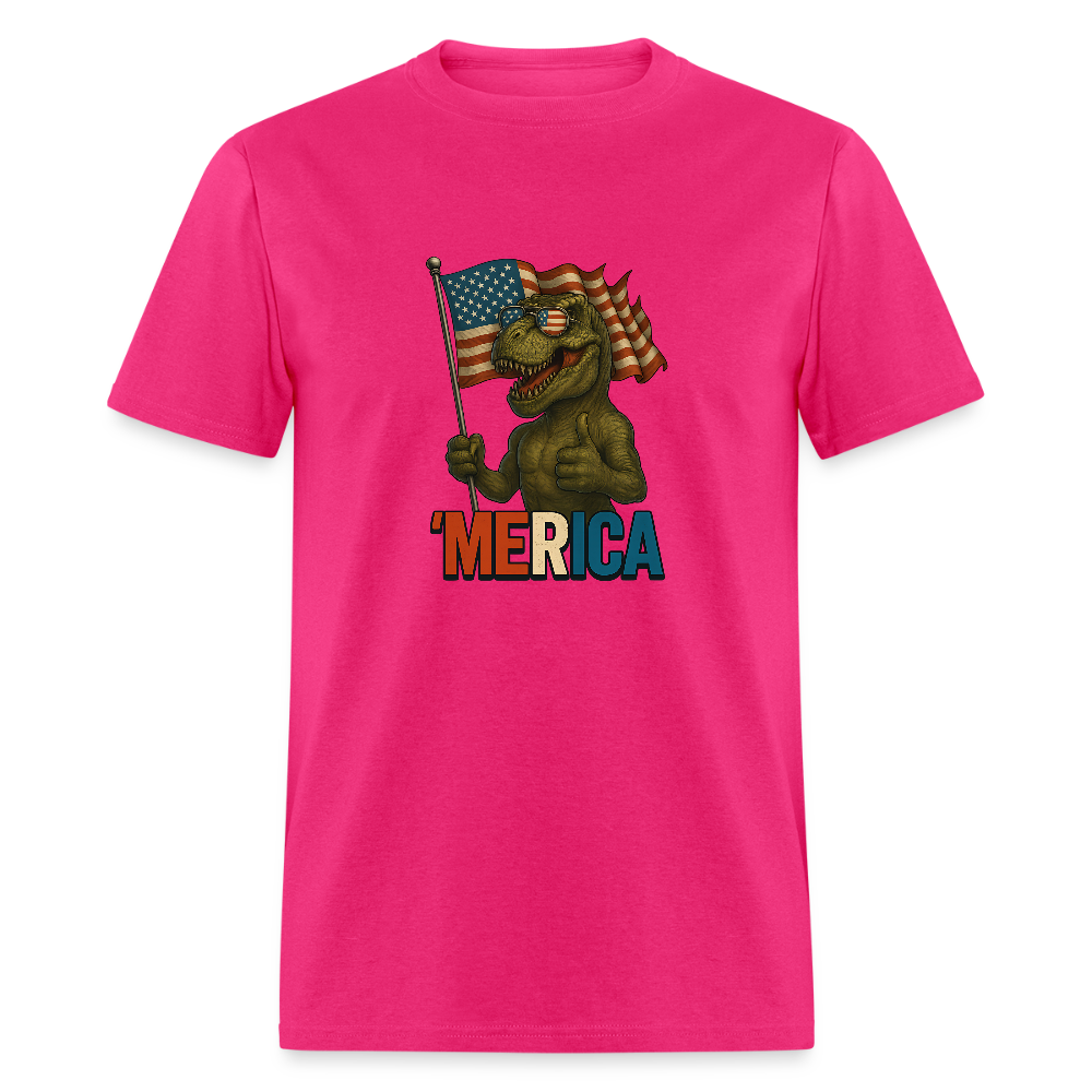 Thumbs Up Merica T Rex 4th of July Funny and Patriotic Unisex Classic T-Shirt - fuchsia