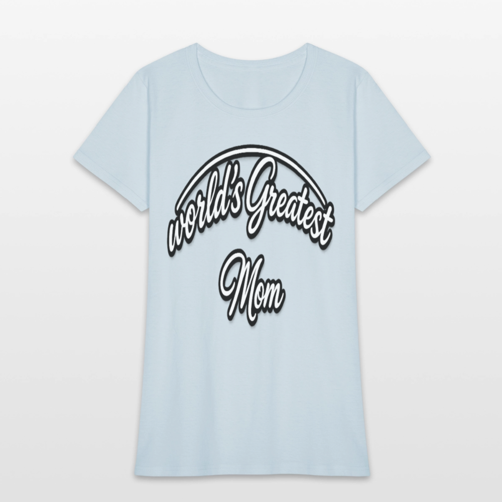 World's Greatest Mom Script Quote Women's T-Shirt - light blue
