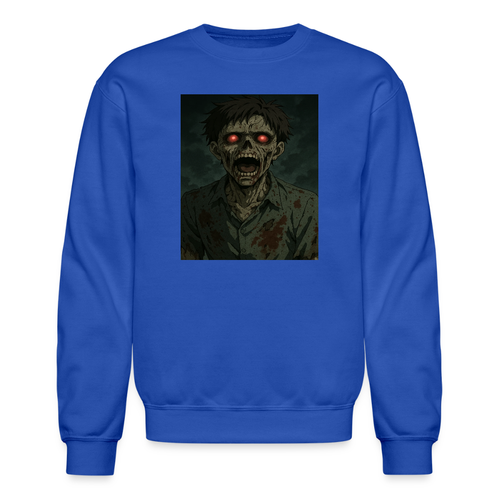 Scary Anime Zombie With Glowing Eyes Horror Art Crewneck Sweatshirt - royal blue