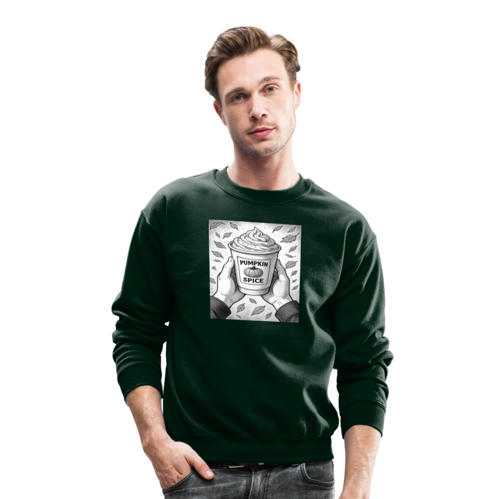 Pumpkin Spice Latte Season Design Crewneck Sweatshirt - forest green