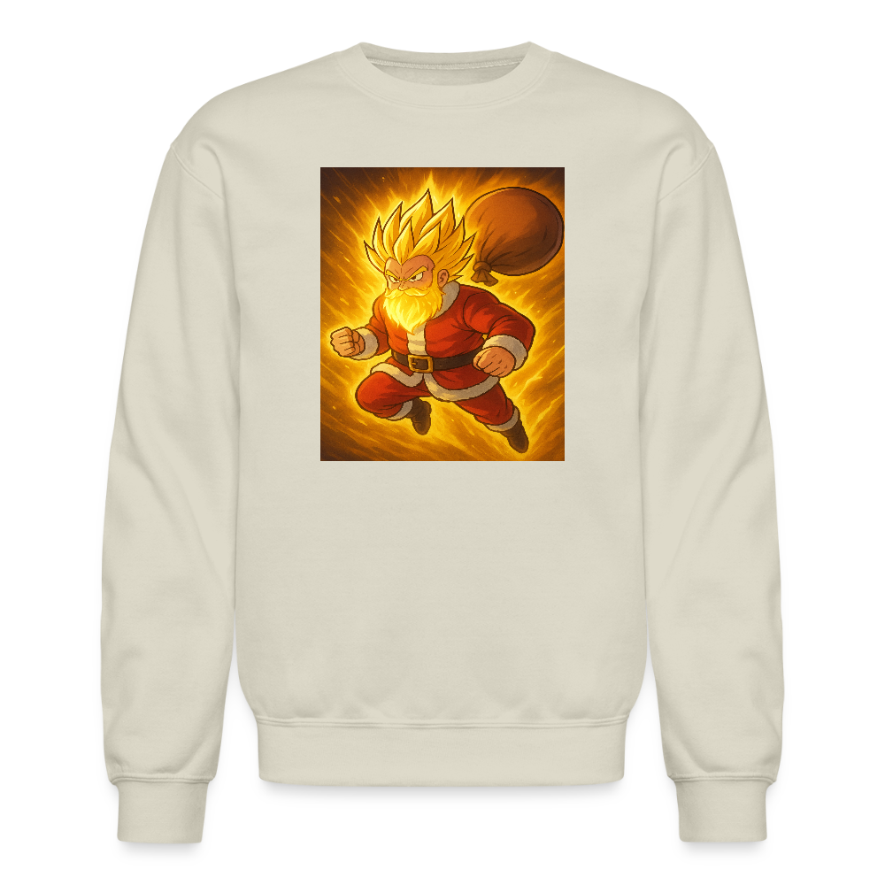 Super Powered Santa Anime Meme Crewneck Sweatshirt - Sand