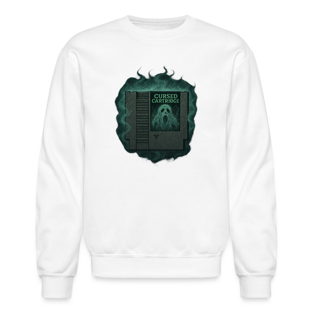 Haunted Retro Gamer Cursed Cartridge Crewneck Sweatshirt - white