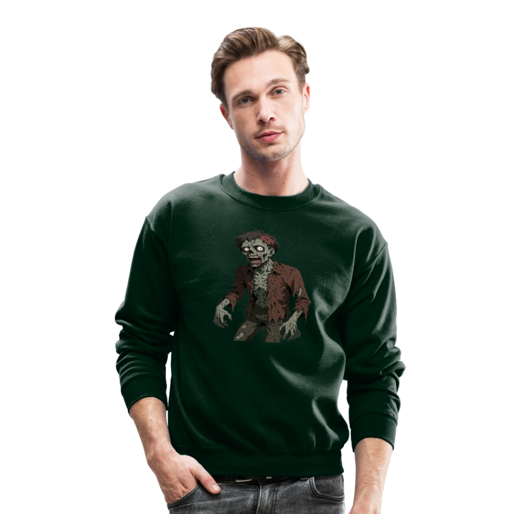Creepy Zombie Horror Art Crewneck Sweatshirt - forest green