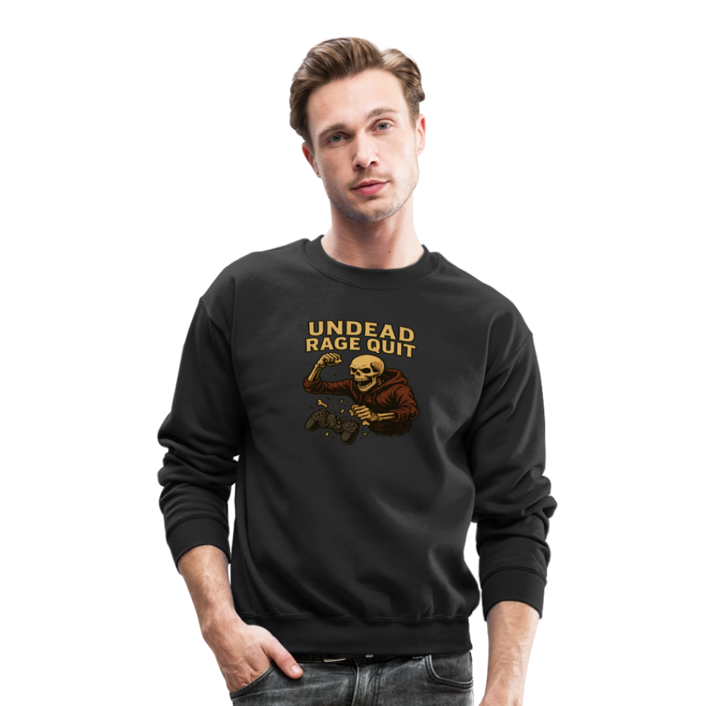 Undead Rage Quit Gamer Meme Crewneck Sweatshirt - black