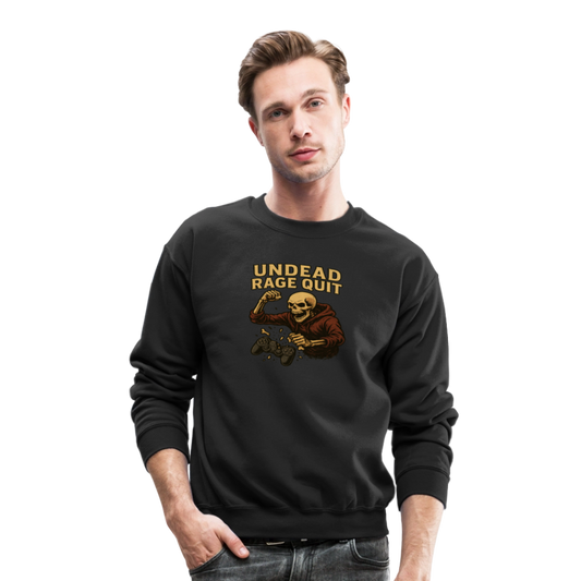 Undead Rage Quit Gamer Meme Crewneck Sweatshirt - black