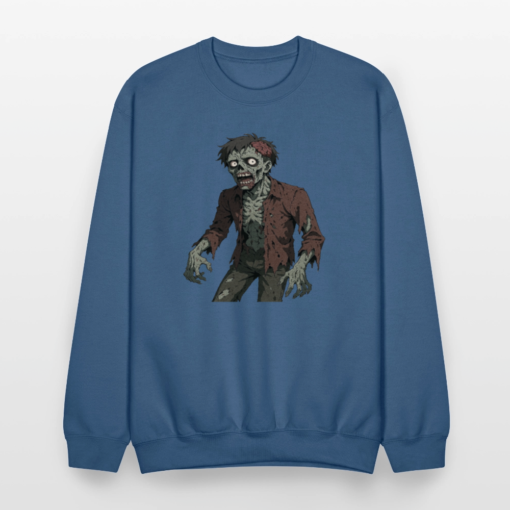 Creepy Zombie Horror Art Crewneck Sweatshirt - indigo blue