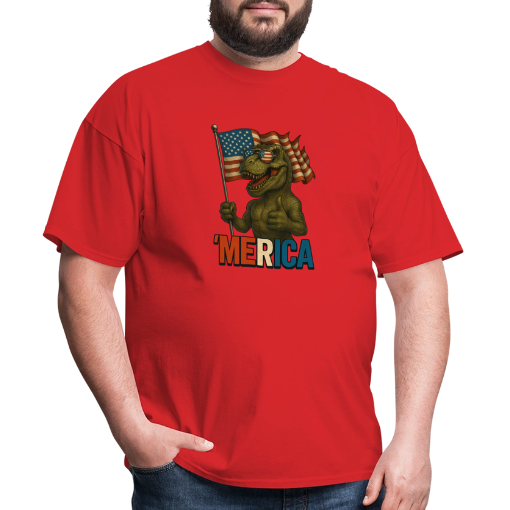 Thumbs Up Merica T Rex 4th of July Funny and Patriotic Unisex Classic T-Shirt - red