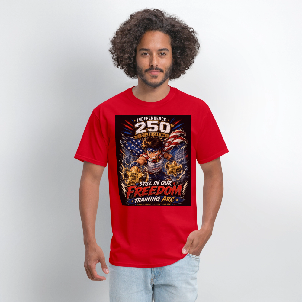 Patriotic T Shirt for July 4th Fans: Anime Hero Graphic - red