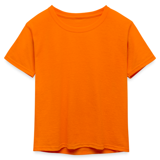 Customizable Kid's 50/50 Neon T-Shirt ADD YOUR OWN PHOTO, IMAGES, DESIGNS, QUOTES AND MORE - neon orange