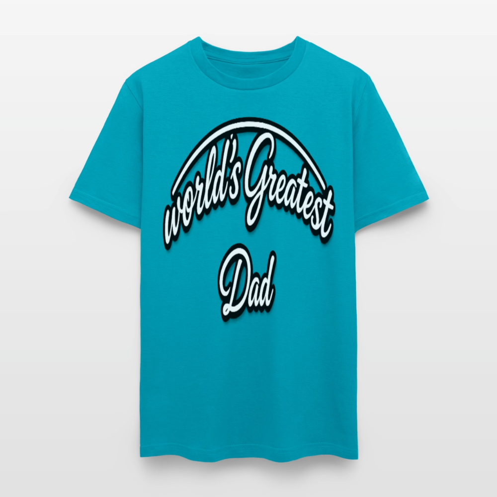 Dad Appreciation T Shirt: Worlds Greatest Dad Script - turquoise