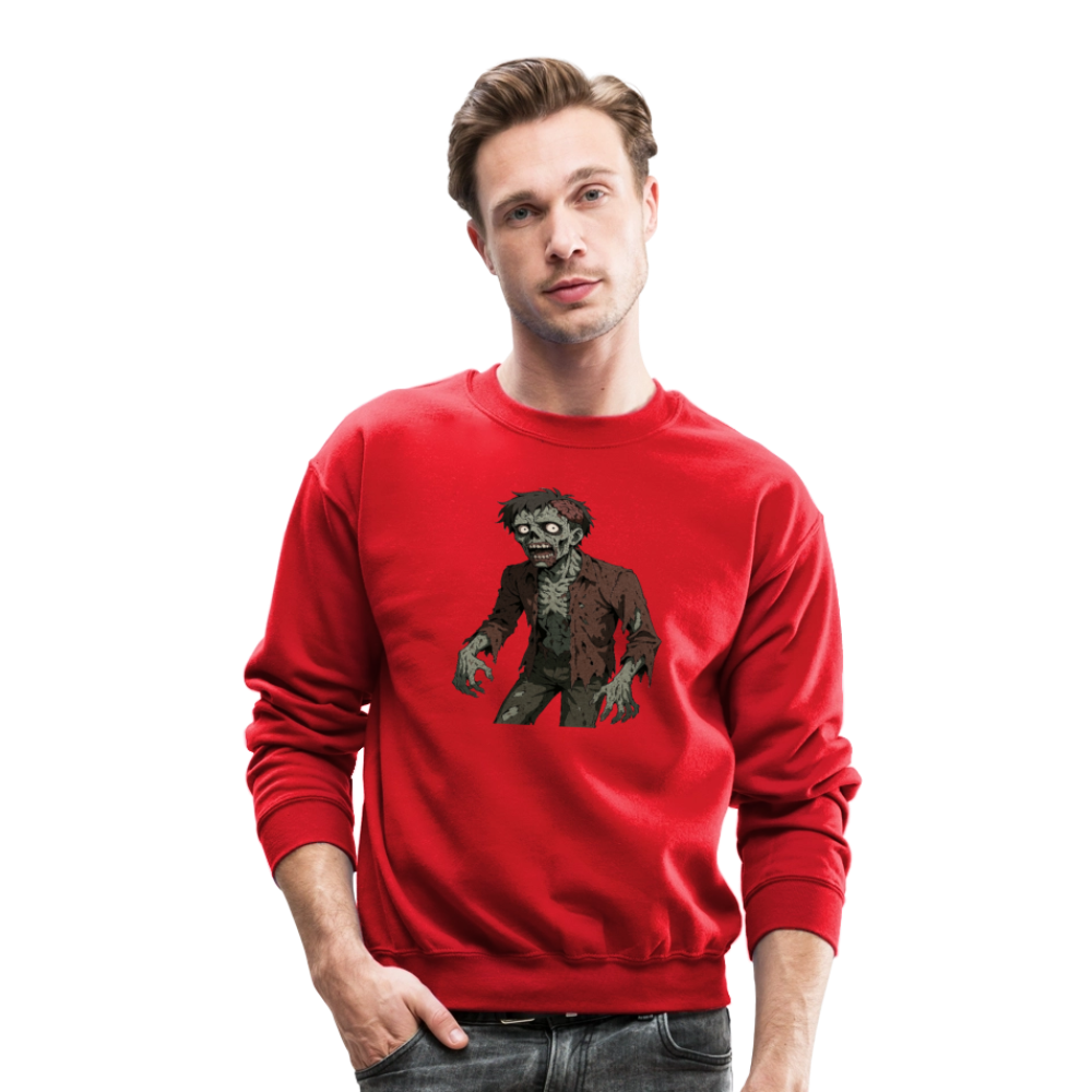 Creepy Zombie Horror Art Crewneck Sweatshirt - red