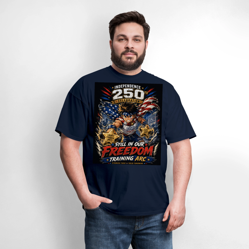 Patriotic T Shirt for July 4th Fans: Anime Hero Graphic - navy