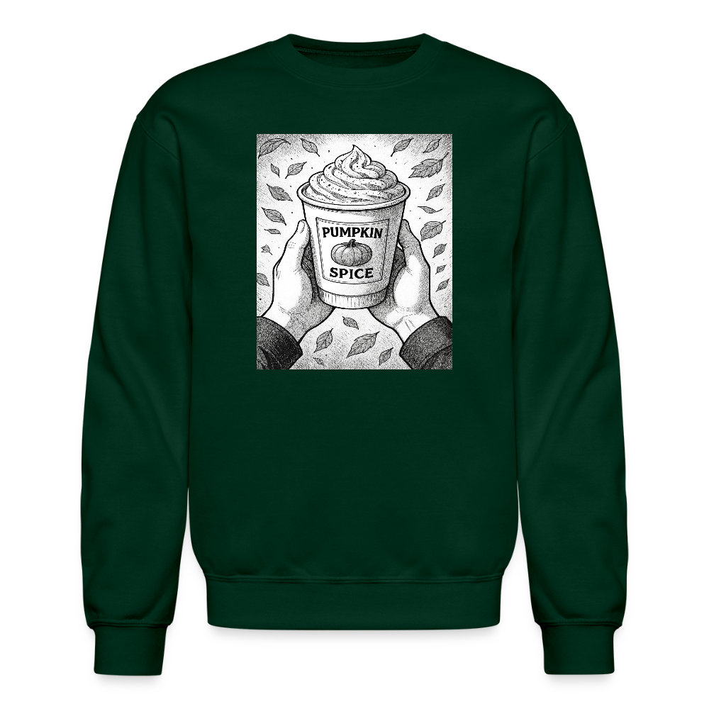 Pumpkin Spice Latte Season Design Crewneck Sweatshirt - forest green