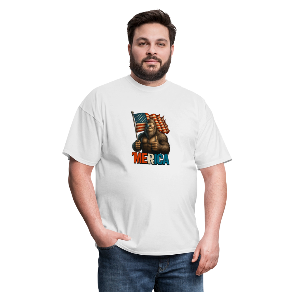Thumbs Up Merica Big Foot 4th of July Funny and Patriotic Unisex Classic T-Shirt - white