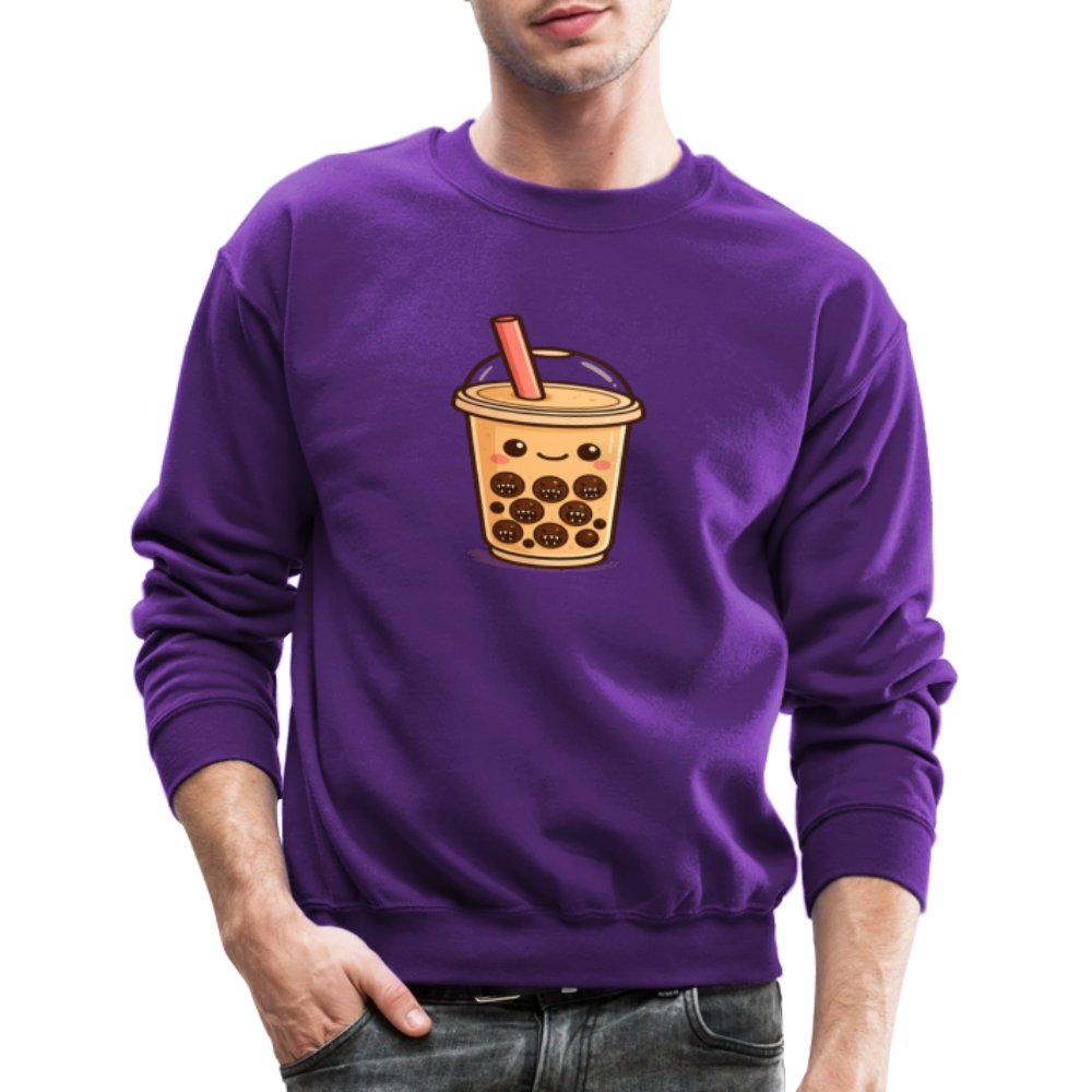Kawaii Bubble Tea Monster Meme Crewneck Sweatshirt - purple