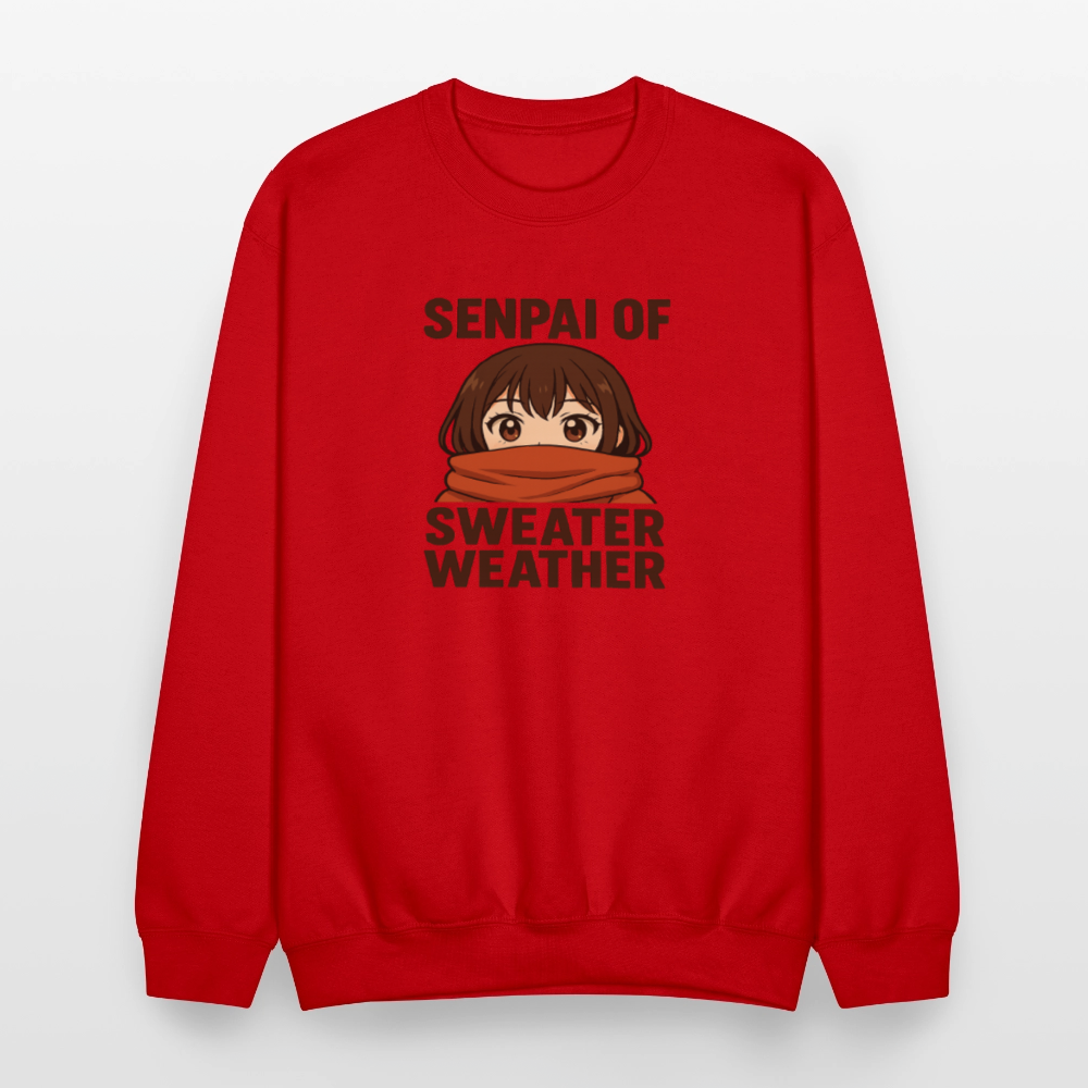 Senpai of Sweater Weather Anime Meme Crewneck Sweatshirt - red