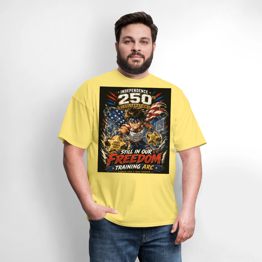 Patriotic T Shirt for July 4th Fans: Anime Hero Graphic - cornsilk